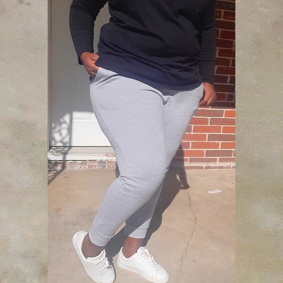 Grey Sweatpants with Drawstring Waist, Ladies Jogger Sweatpants Grey - Picture 5 of 5